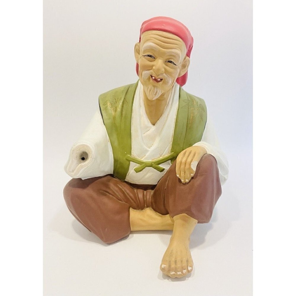 Vintage Hakata Urasaki Doll Man Clay Figure MCM Japanese Buddhist Art FLAW Read